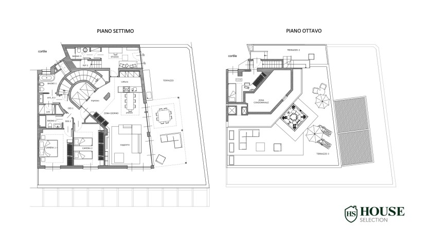 Planimetria affitto attico con terrazzo San Babila, Duomo, centro storico, nuova realizzazione, lusso, luminoso, arredato, Milano